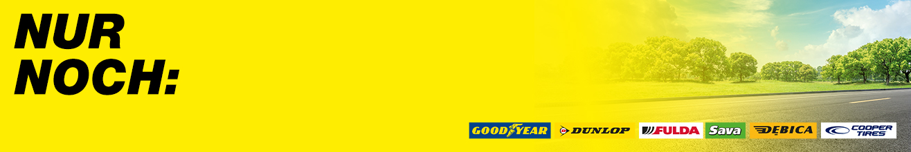 15 % Rabatt auf alle Reifen der Marken Goodyear, Dunlop, Fulda, Sava, Debica und Cooper.